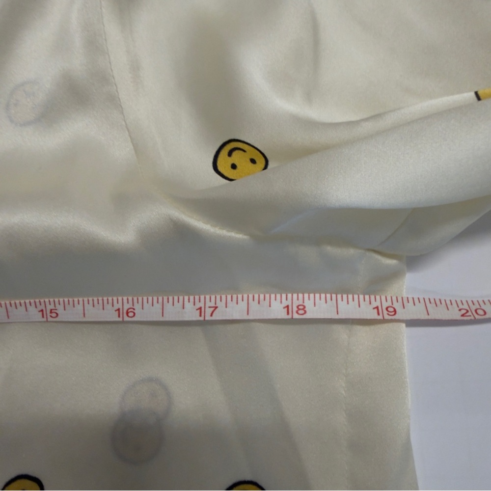 Reformation 100% Silk ‘Will’ Button Down Blouse with Yellow Smiley Faces Size S - Picture 9 of 10